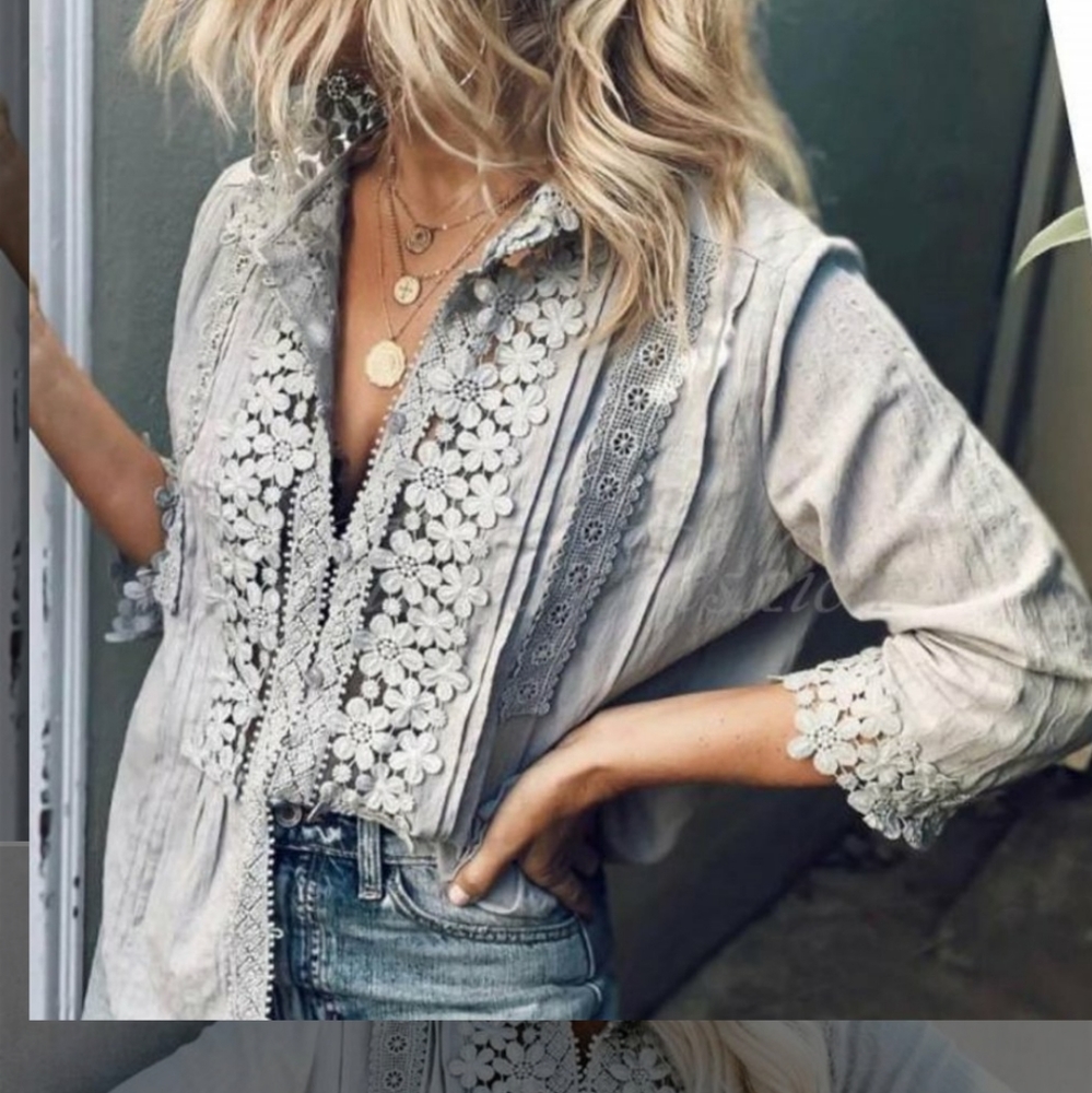 NEW Bohemian inspired laced blouse- NWT - Picture 5 of 9